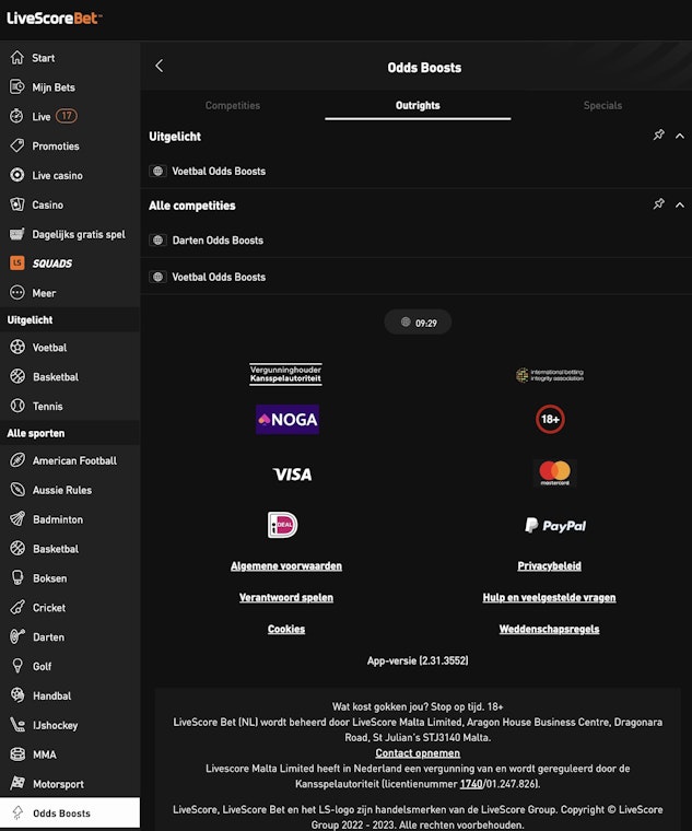 Livecore Bet odds boost in sportsbook