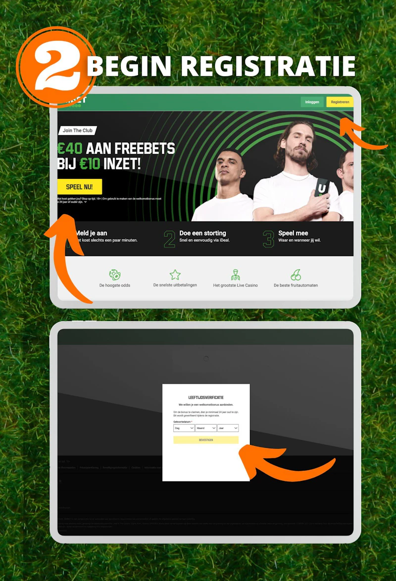 Unibet registratie scherm